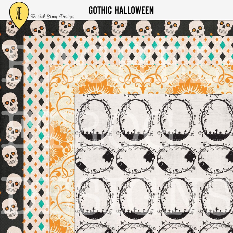 Download Gothic Halloween digital scrapbooking kit Halloween | Etsy