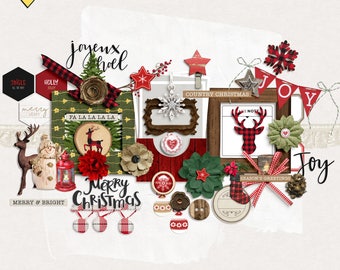 Digital scrapbooking kits christmas, Digital christmas elements, Christmas scrapbook embellishment, Christmas scrapbook kit