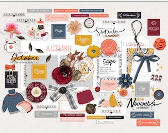 Winds of change digital scrapbook elements, Autumn hybrid elements, Autumn printable elements, Fall mix media elements, Fall craft elements