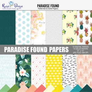 Paradise gefunden, digitales Scrapbook-Kit, digitales sommerliches Tropisches-Papier, druckbares Paradies-Muster, Tropisches digital-mix-media-Element