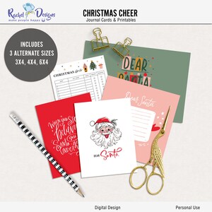 Cartoline di diario stampabili di caro Babbo Natale, cartoline tascabili di Natale digitali, vita di progetto natalizio stampabile, cartoline di diario digitale di Natale