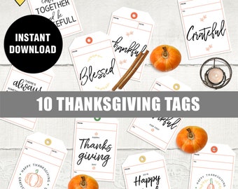 Thanksgiving digital gift tags, Thankful printable tags, DIY thanksgiving tags, Thanksgiving favor tags, Thanksgiving printable gift tags