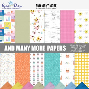 And many more digital scrapbook paper, Birthday printable decor papers, Birthday scrapbooking papers, Colorful birthday digital paper pack