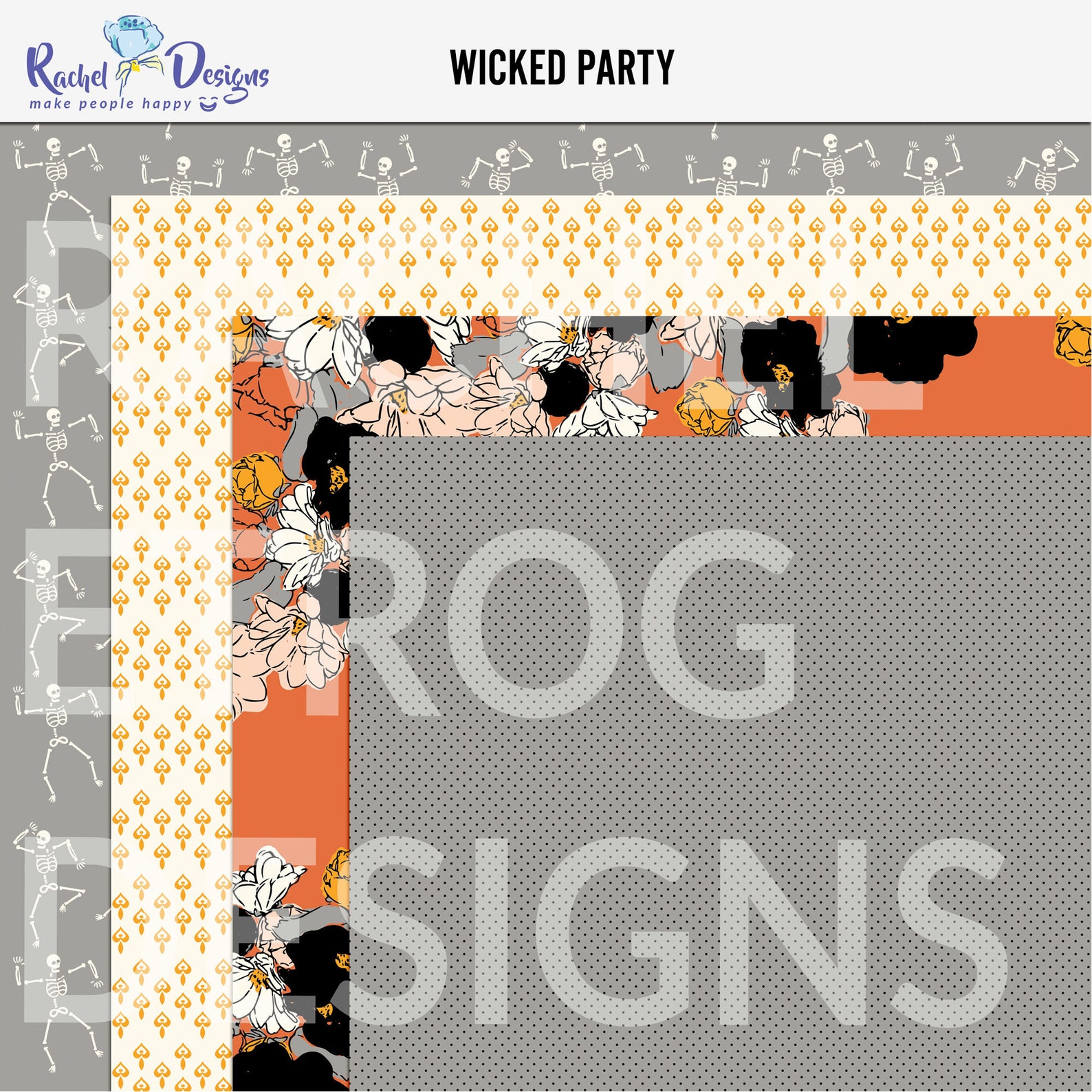 Wicked Party Digital Paper Pack, Digital Halloween Pattern Papers ...