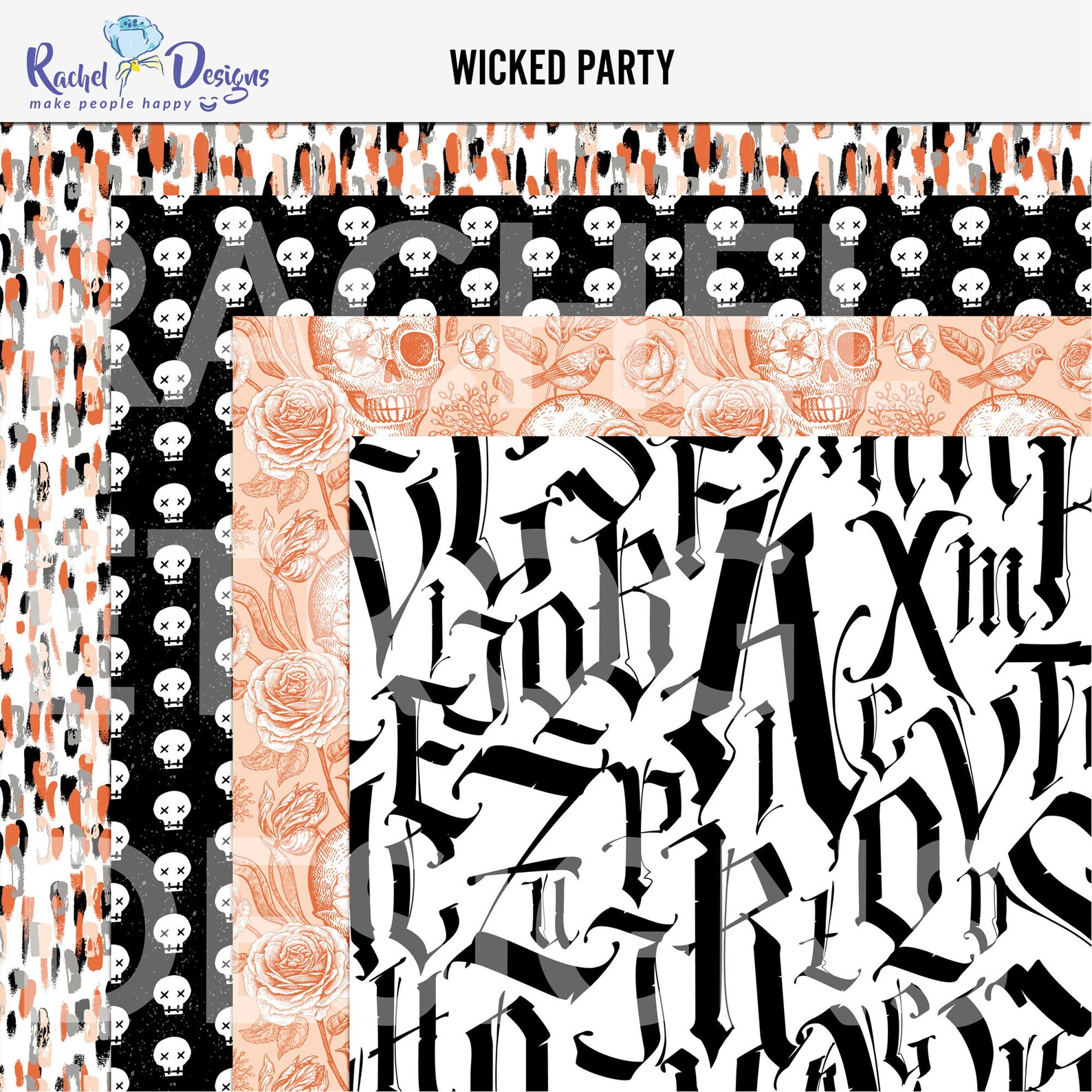 Wicked Party Digital Paper Pack, Digital Halloween Pattern Papers ...
