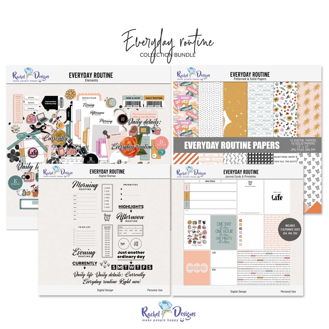 Everyday Routine Digital Scrapbooking Collection, Everyday Digital ...