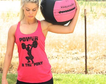 Débardeur Power in the Pony dos nageur : triple mélange d'haltérophilie pour femmes