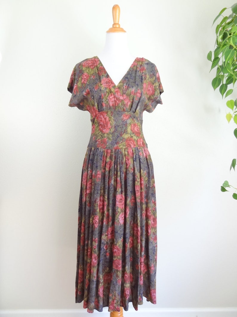 Vintage Romantic Rayon 90s Does 40s Rose Dress - Etsy