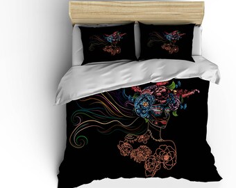 Calavera Girl Duvet Coversskull Decorcalavera Bedding Etsy