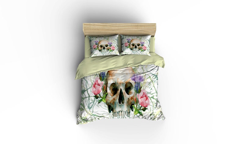 Beautiful Skull Duvet Covers Home Decor Sugar Skull Bedding Bedroom Decor Rockabilly Comforter Cover Skulls Roses Skulls Floral Bedding