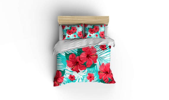 Hibiscus Duvethawaiian Style Duvet Coverhawaiian Duvet Etsy
