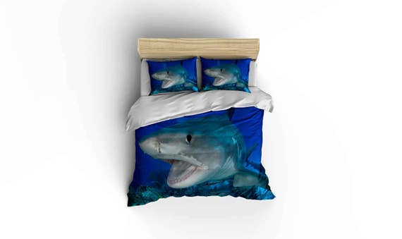 Tiger Shark Duvet Covers Home Decor Bedding Comforter Covers Bedroom Decor Shark Bedding White Tip Sharks Great White Tiger Sharks