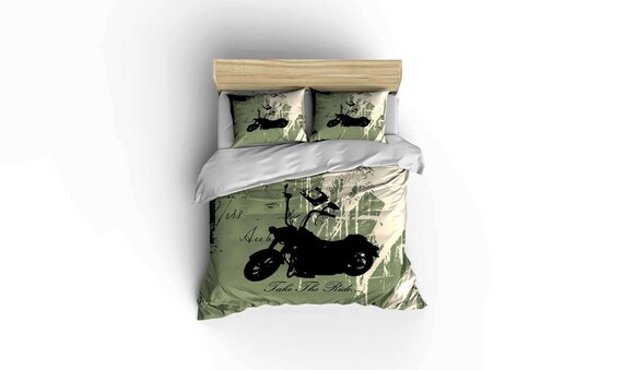 Motorcycle Duvet Covershd Motorcycle Decorbiker Bedding Etsy