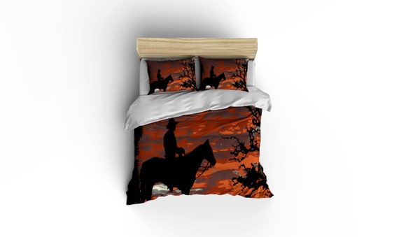 Cowboy Sunset Duvet Covers Home Decorrustic Western Etsy