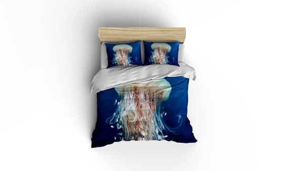 White Jellyfish Duvet Covers Neon Jellyfishhome Decor Etsy