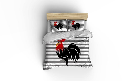Rowdy Red Rooster Duvet Covers Home Decor Bedding Comforter Covers Bedroom Decor Rockabilly Comforter Cover Roosters Farm Animals