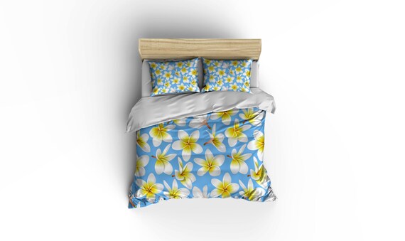 Plumeria Duvet Coverhawaiian Duvet Coveraloha Beddingbed Etsy
