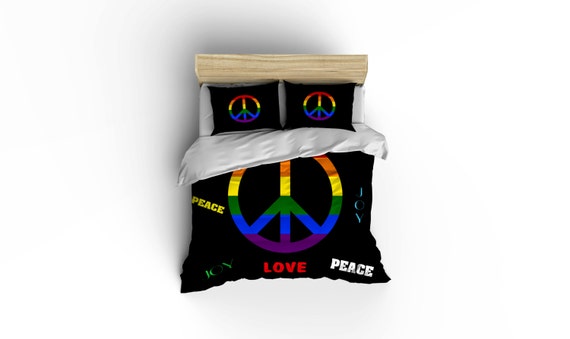 Peace Sign Duvet Covers Home Decor Bedding Comforter Etsy