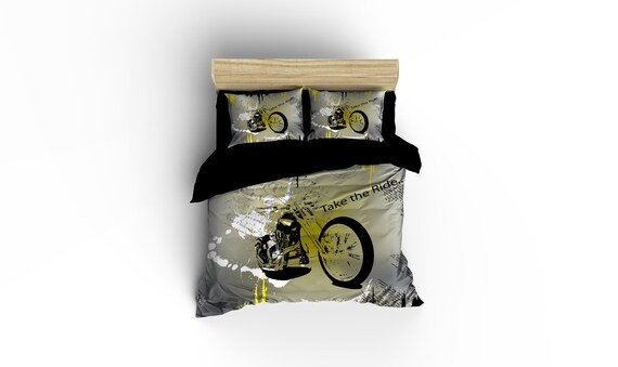 Motorcycle Duvet Coverstake The Ridehd Motorcycle Etsy