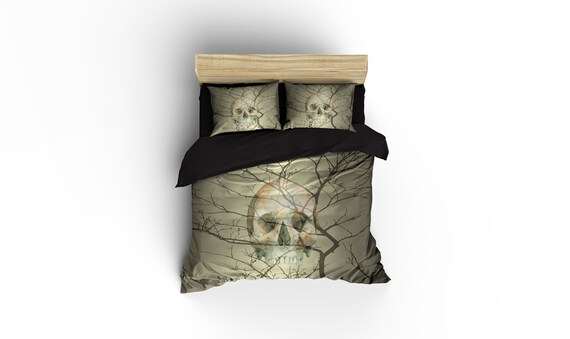 Half Skull Duvet Coversugar Skull Duvetsbeddingbedroom Etsy