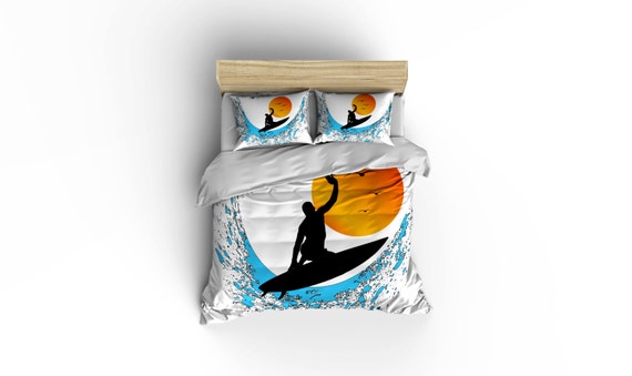 Surfing The Waves Bedding Surfer Duvet Coveraloha Bedding Etsy