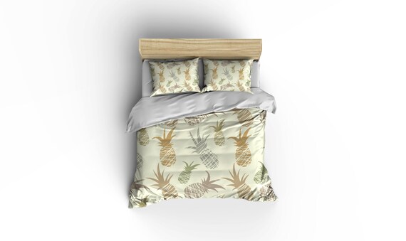 Pineapple Duvet Coverhawaiian Duvet Coveraloha Beddingbed Etsy