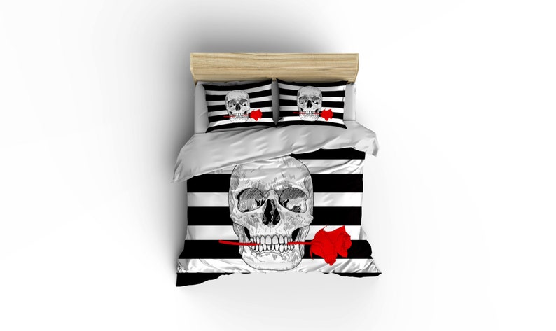 Skull An Rose Duvet Covershome Decor Bedding Bedroom Etsy