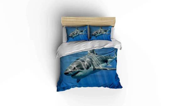 Great White Shark Duvet Covers Home Decorbedding Comforter Etsy