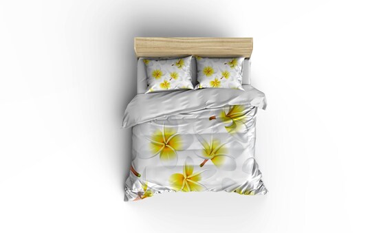 Plumeria Duvet Coverhawaiian Duvet Coveraloha Beddingbed Etsy