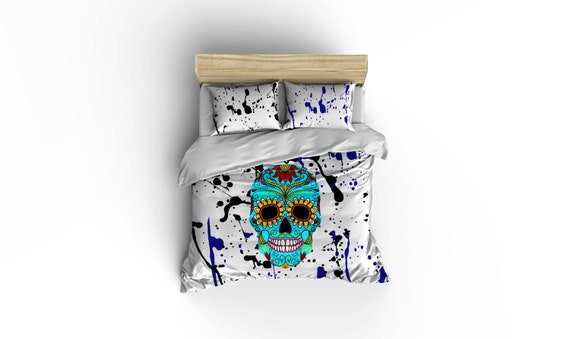 Sugar Skull Duvet Covers Home Decor Bedding Comforter Covers Bedroom Decor Graphic Print Bedding Rockabilly Comforter Cover Skulls Roses