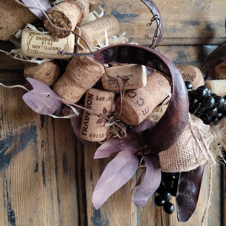 Wine Cork Wreath, Wine Lover Gift, Farmhouse Wall Art, Bar Decor image 8