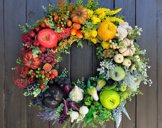 Summer Rainbow Wreath: Artificial Fruit, Vegetable & Flower Decor