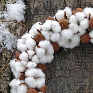 Rustic Cotton Wreath for Cottagecore Charm Handmade Door Decor Bild 2