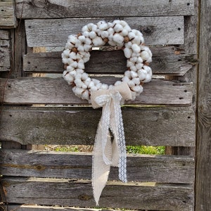 Cotton Wreath, Cozy Cottagecore Home Accent