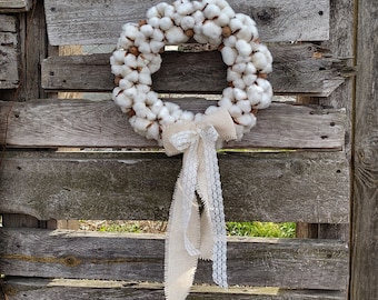 Cotton Wreath | Cozy Cottagecore Home Accent