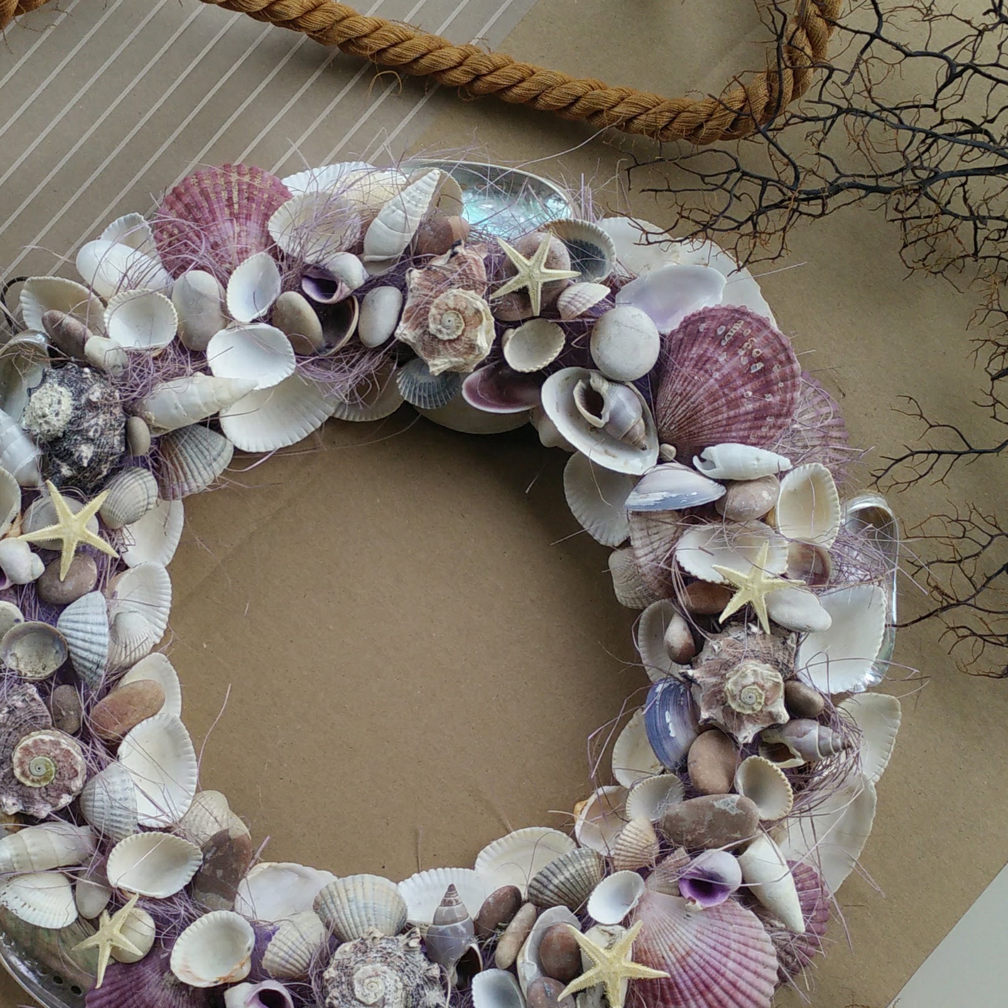 Custom Shell Wreath Coastal Wreath, Shell Decor, Nautical Wreath, Beach Decor, Sea ...