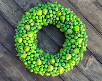 Artificial Green Apple Wreath | Farmhouse Kitchen Decor | Summer Wreath