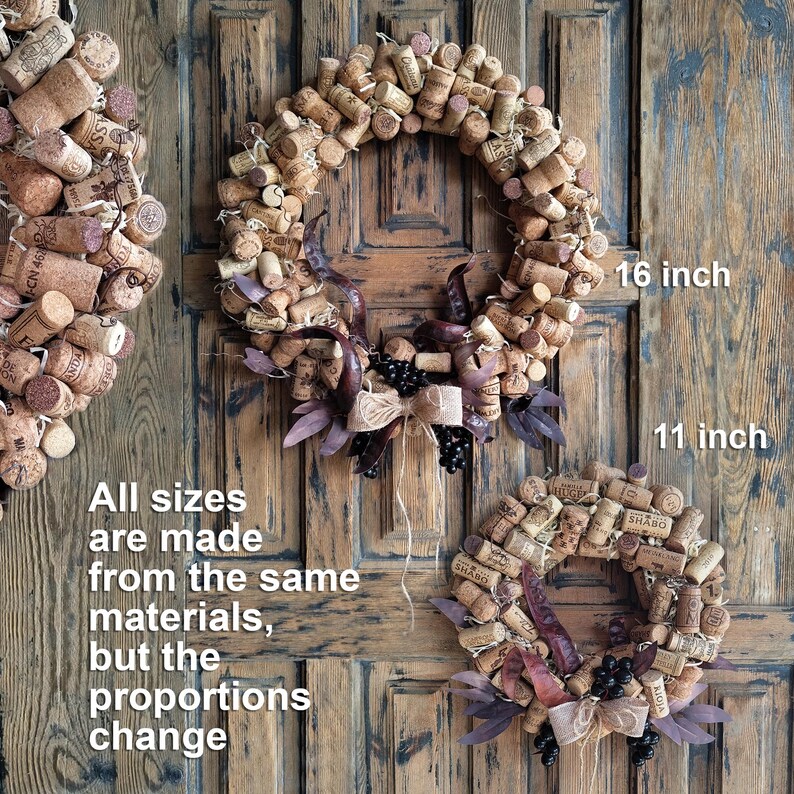 Wine Cork Wreath, Wine Lover Gift, Farmhouse Wall Art, Bar Decor image 5
