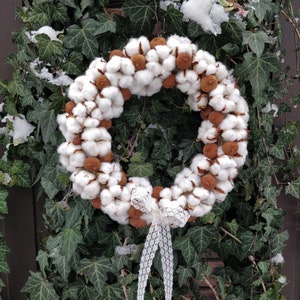 Rustic Cotton Wreath for Cottagecore Charm Handmade Door Decor Bild 8