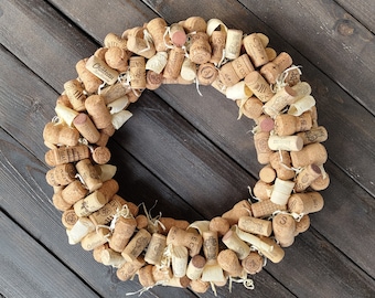 Wine cork front door wreath Farmhouse kitchen wall decor Wine lover gift