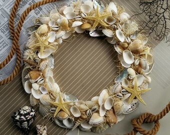 Beach wreath Coastal decor Seashell wreath Nautical decor