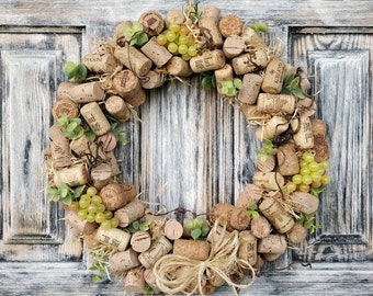 Rustic Wine Cork Wreath | Farmhouse Kitchen Wall Decor