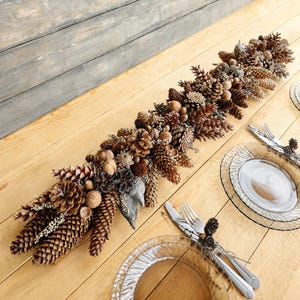Pinecone Centerpiece – Rustic Table Runner – Fall & Christmas Mantel Decor