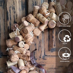 Wine Cork Wreath, Wine Lover Gift, Farmhouse Wall Art, Bar Decor image 3
