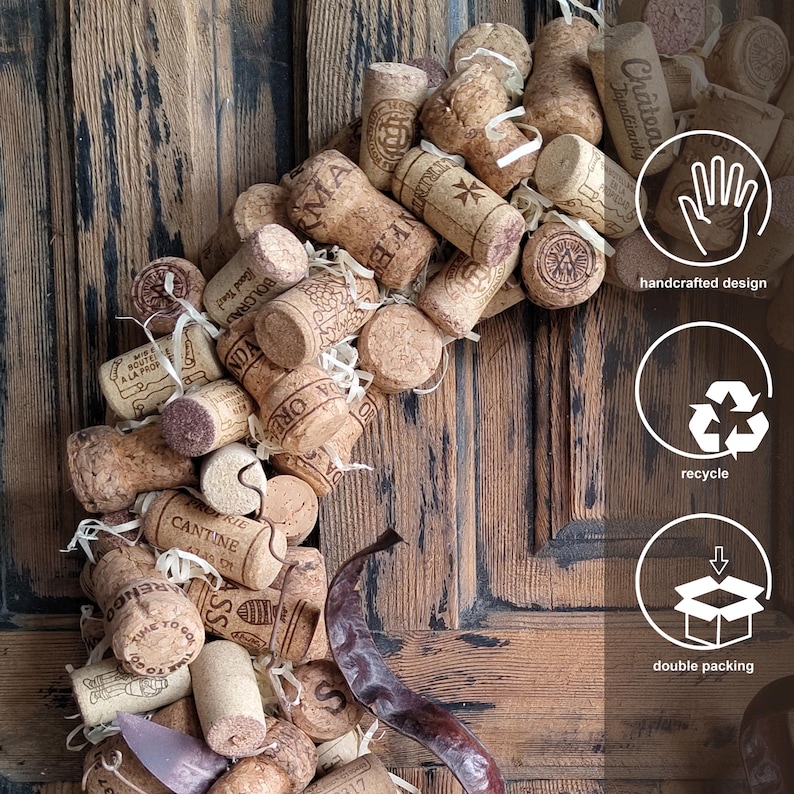 Wine Cork Wreath, Wine Lover Gift, Farmhouse Wall Art, Bar Decor image 3