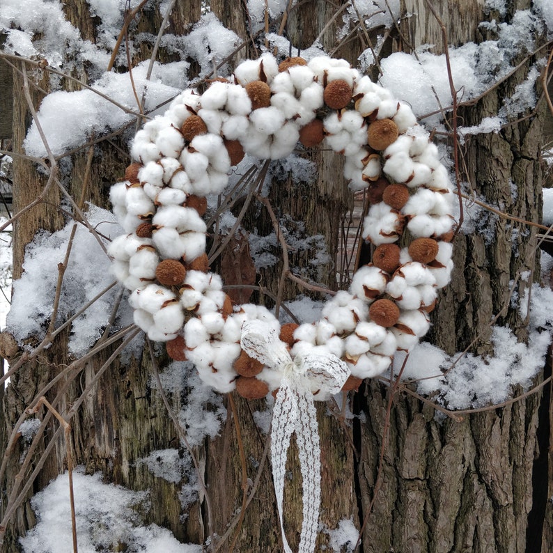 Rustic Cotton Wreath for Cottagecore Charm Handmade Door Decor Bild 3