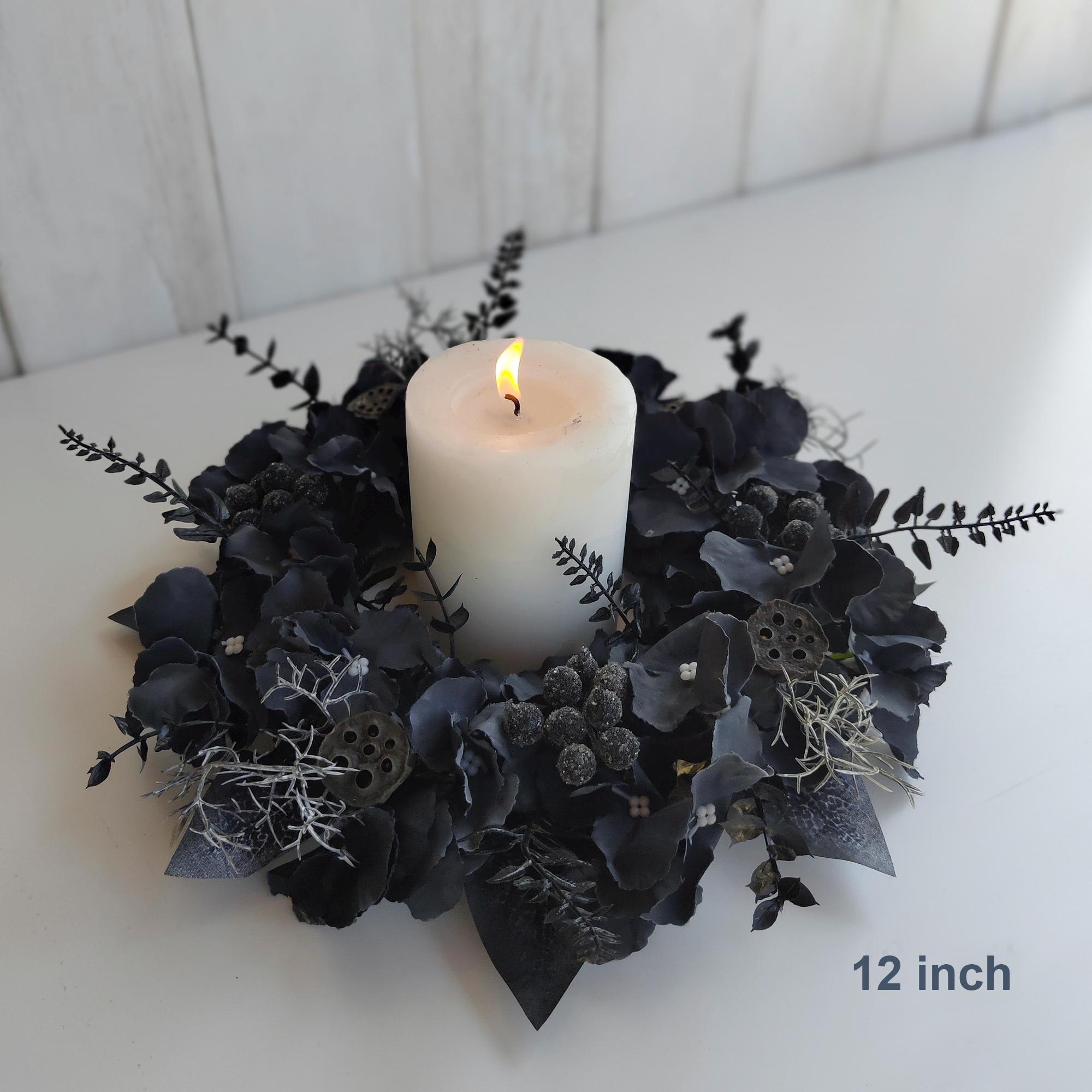 Gothic Black Halloween Wreath: Dark Cottagecore Front Door Decor