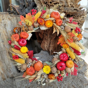 Autumn door wreath, Wreath autumn harves, Physalis wreath, Fall pumpkin wreath for front door, Fall wreath for front door, Autumn decor image 9