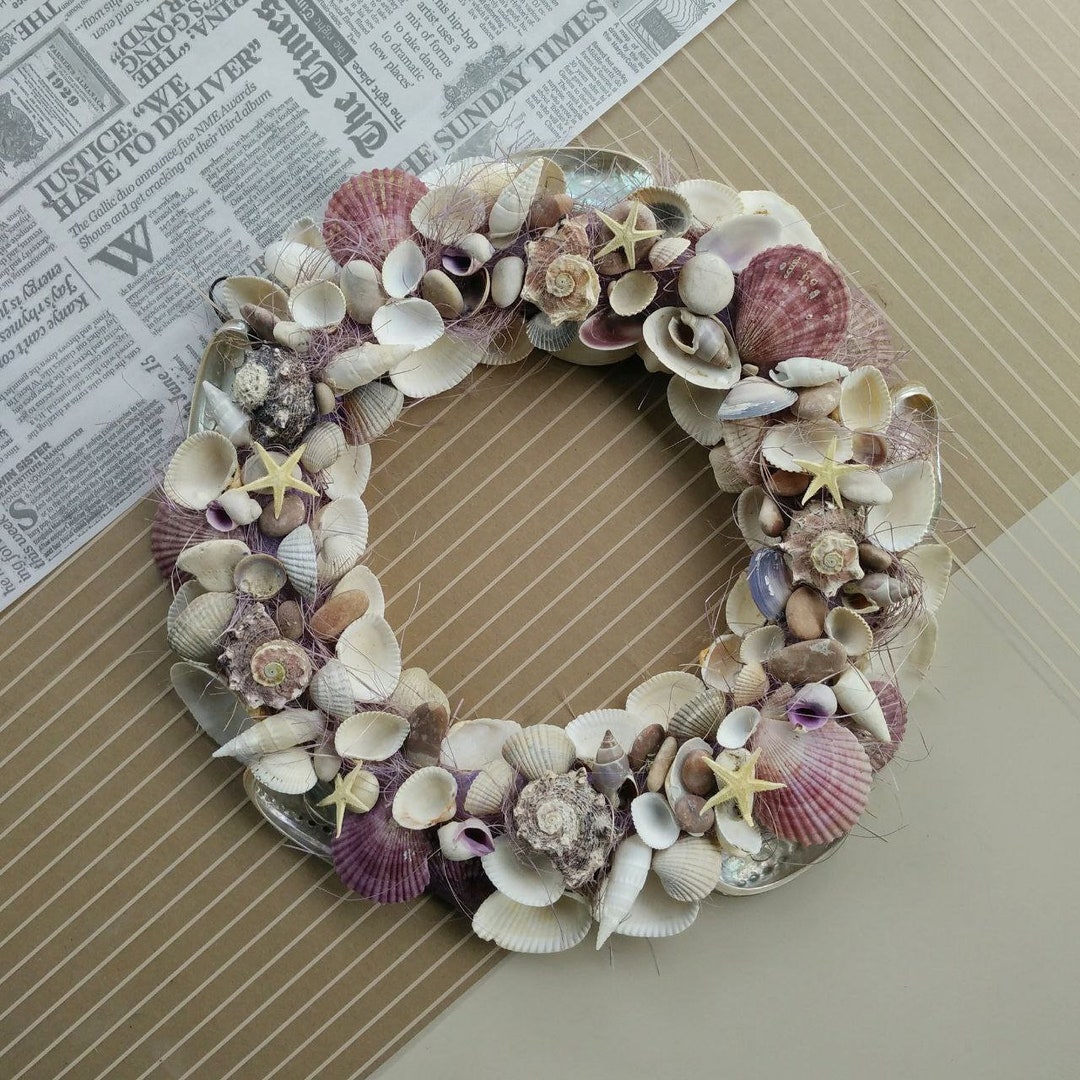 Custom Shell Wreath Coastal Wreath, Shell Decor, Nautical Wreath, Beach Decor, Sea ...