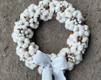 Charming Cotton Wreath & Dried Flower Decor | Cottagecore and Farmhouse Style for All Seasons | Perfect Gift Ideas